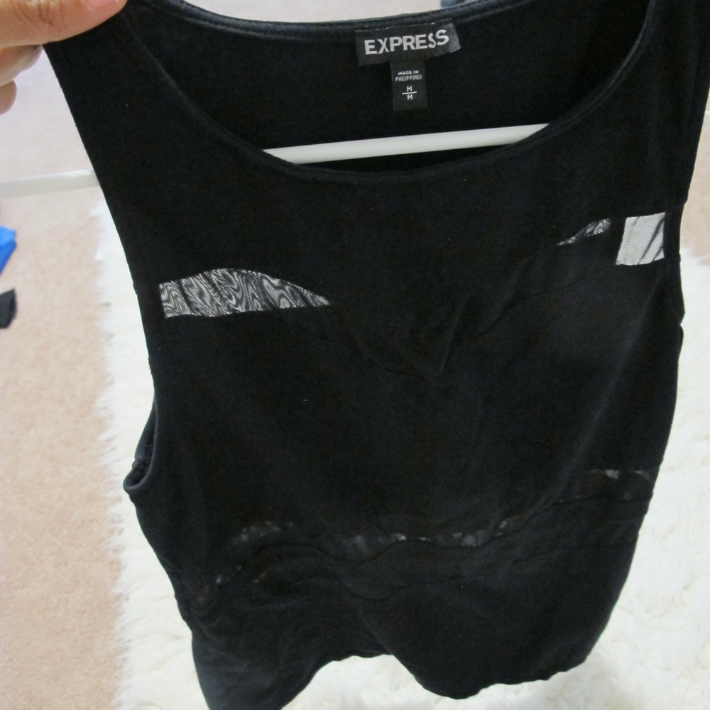 Women's Express Sleeveless Mesh Shirt Chic Date night Top Size : M Black EUC - Picture 6 of 7
